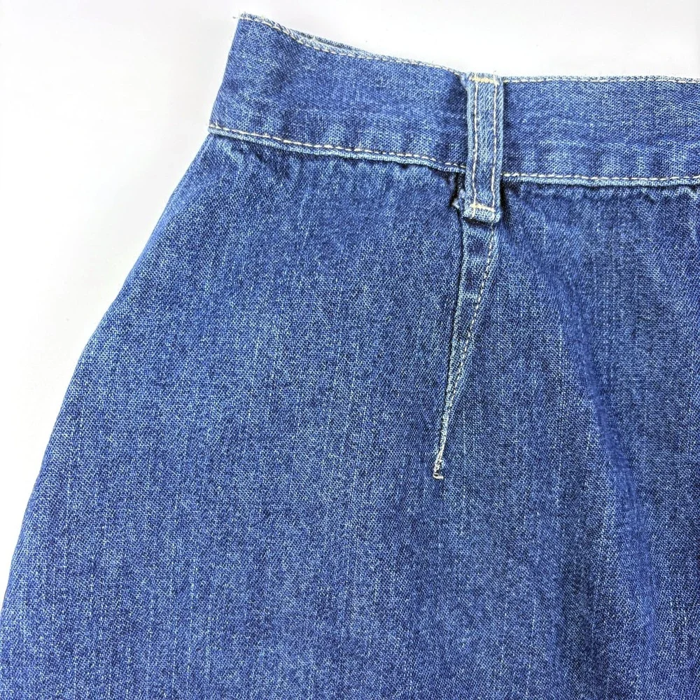 Vtg Y2K Sonoma Denim Skirt Girls Sz 10 Blue Lace Trim Asymetrical Hem Cowboy SEE